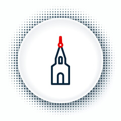 Line Church building icon isolated on white background. Christian Church. Religion of church. Colorful outline concept. Vector