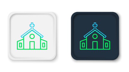 Line Church building icon isolated on white background. Christian Church. Religion of church. Colorful outline concept. Vector