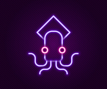 Glowing neon line Octopus icon isolated on black background. Colorful outline concept. Vector © Kostiantyn