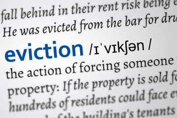 Fototapeta premium eviction word, definition of the word