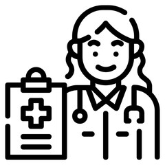 woman doctor line icon