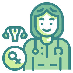 gynecologist blue line icon