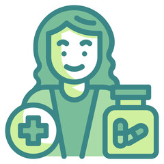 pharmacist blue line icon