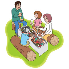 家族でバーベキュー