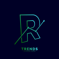 dynamic outline letter R trends statistic vector logo design