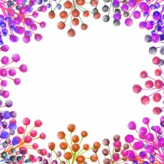 Berries on the branches. Square frame. Botanical background.