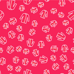 Line Raincoat icon isolated seamless pattern on red background. Vector