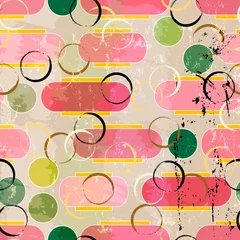 Poster abstract naadloos patroon als achtergrond, met cirkels, ovaal, penseelstreken en spatten © Kirsten Hinte