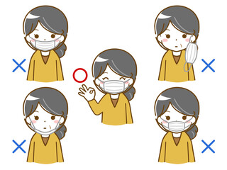 マスクをしている中年女性