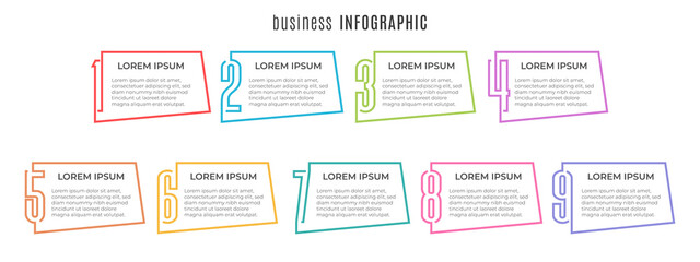 Elements infographic template 9 options.