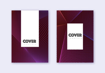 Hipster cover design template set. Violet abstract