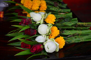 Flowers used to pay homage to Buddhist monks