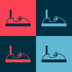Pop art Bumper car icon isolated on color background. Amusement park. Childrens entertainment playground, recreation park. Vector