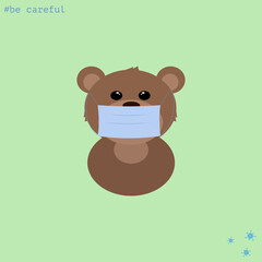 Animal in mask. Coronavirus medicine mask. Stay at home.