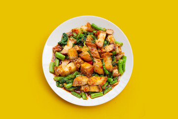 Stir fried crispy pork with holy basil