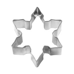 Baking dish for Christmas cookies in the shape of snowflake isolated on white