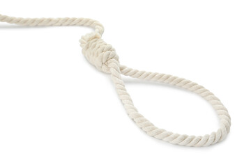 Rope noose with knot on white background