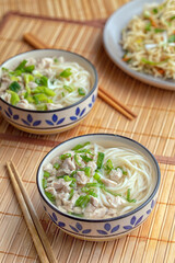 Noodle soup, Light and Airy, rustic setup