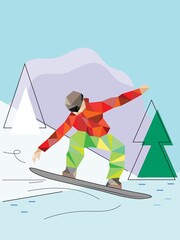 Snowboarder flat illustration extreme winter sport