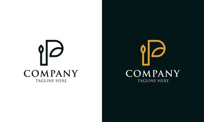 Initial letter P design with leaf shapes. P Letter Minimal luxury Monogram.