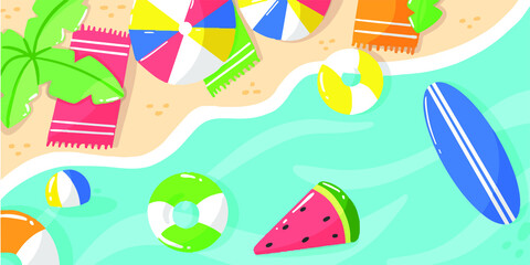 Fun Summer Party At Sandy Beach Doodle Illustration