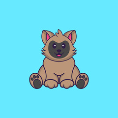 Cute cat is sitting. Animal cartoon concept isolated. Can used for t-shirt, greeting card, invitation card or mascot. Flat Cartoon Style