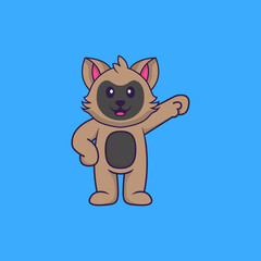 Cute cat hero. Animal cartoon concept isolated. Can used for t-shirt, greeting card, invitation card or mascot. Flat Cartoon Style