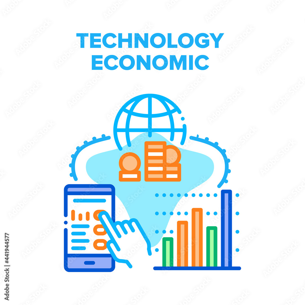 Canvas Prints Technology Economic Finance Vector Icon Concept. Monitoring And Analyzing Rates Chart, Selling And Buying On Trade Market Phone Application, Worldwide Technology Economic Finance Color Illustration