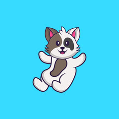 Cute cat is flying. Animal cartoon concept isolated. Can used for t-shirt, greeting card, invitation card or mascot. Flat Cartoon Style