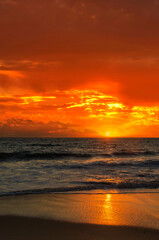 Naklejka na ściany i meble Fiery Sunset beach Perth Western Australia