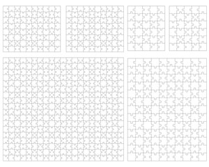 Set of white puzzles, separate parts