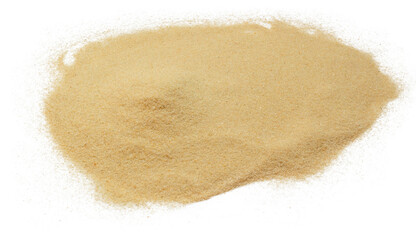 a pile of dry beach sand on a white background