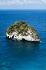 A lonely island rock in the ocean