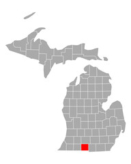 Karte von Branch in Michigan