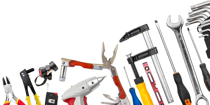 Work tools isolated on white background
