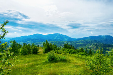 Beautiful mountain landscape. Carpathians. Ukraine. Mount Trostyan. Travels. Hiking tours.