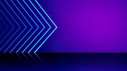 Futuristic Abstract background Reflective with lines Shapes neon light arrow.