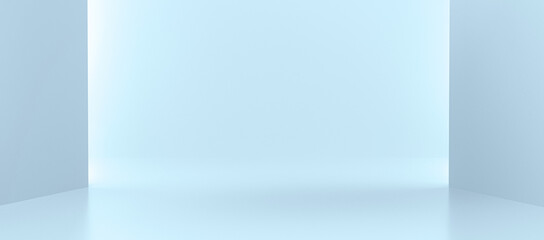 Blank white box on blue studio background. Product presentation display.