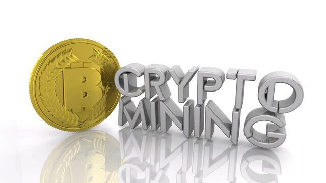 Crypto Mining Creating New Coins Blockchain Currency Generate Money 3d Animation