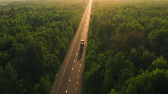 Road transport truck industry forest nature highway car delivery