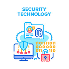 Security Digital Technology Vector Icon Concept. Protective Software And System For Safe Private Information, Security Digital Technology. Computer Data Protection Program Color Illustration