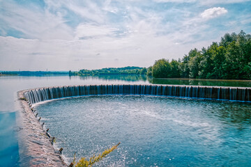 Blick auf den Lippesee und das Stauwehr