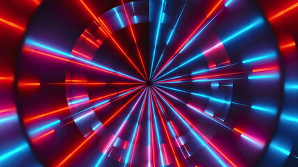 Neon lines backdrop, computer generated 3d render of grid