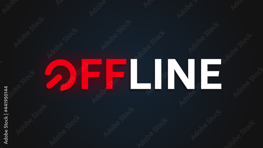 Poster 3d rendering text words online and offline on a screen on the internet. computer generated web backg