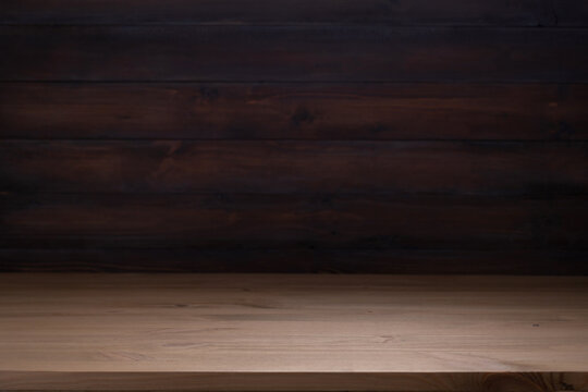 Wooden table top background texture.   Wood tabletop front view