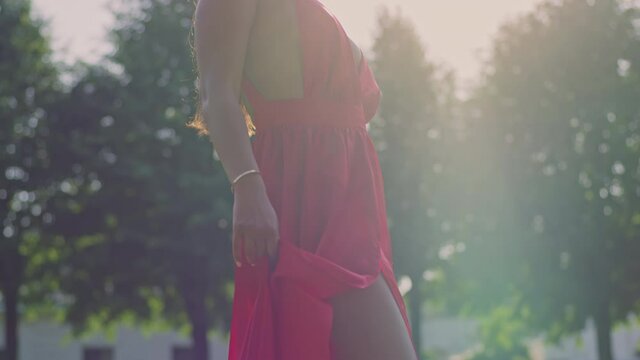 A very sexy girls in a red dress.Red Helium 8K