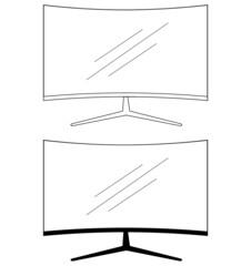 Naklejka premium curve monitor icon simple black and white