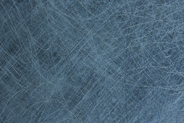 metal scratches blue background abstract / empty blank frame scratches on metal