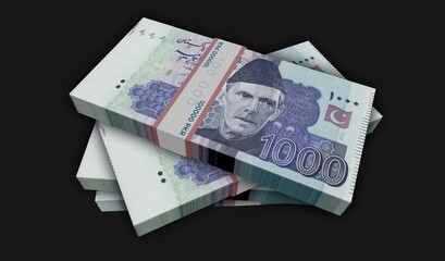 Pakistani rupee money banknotes pack illustration