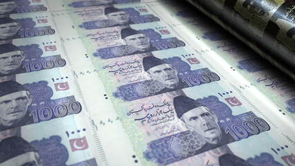 Pakistani rupee money banknotes pack illustration